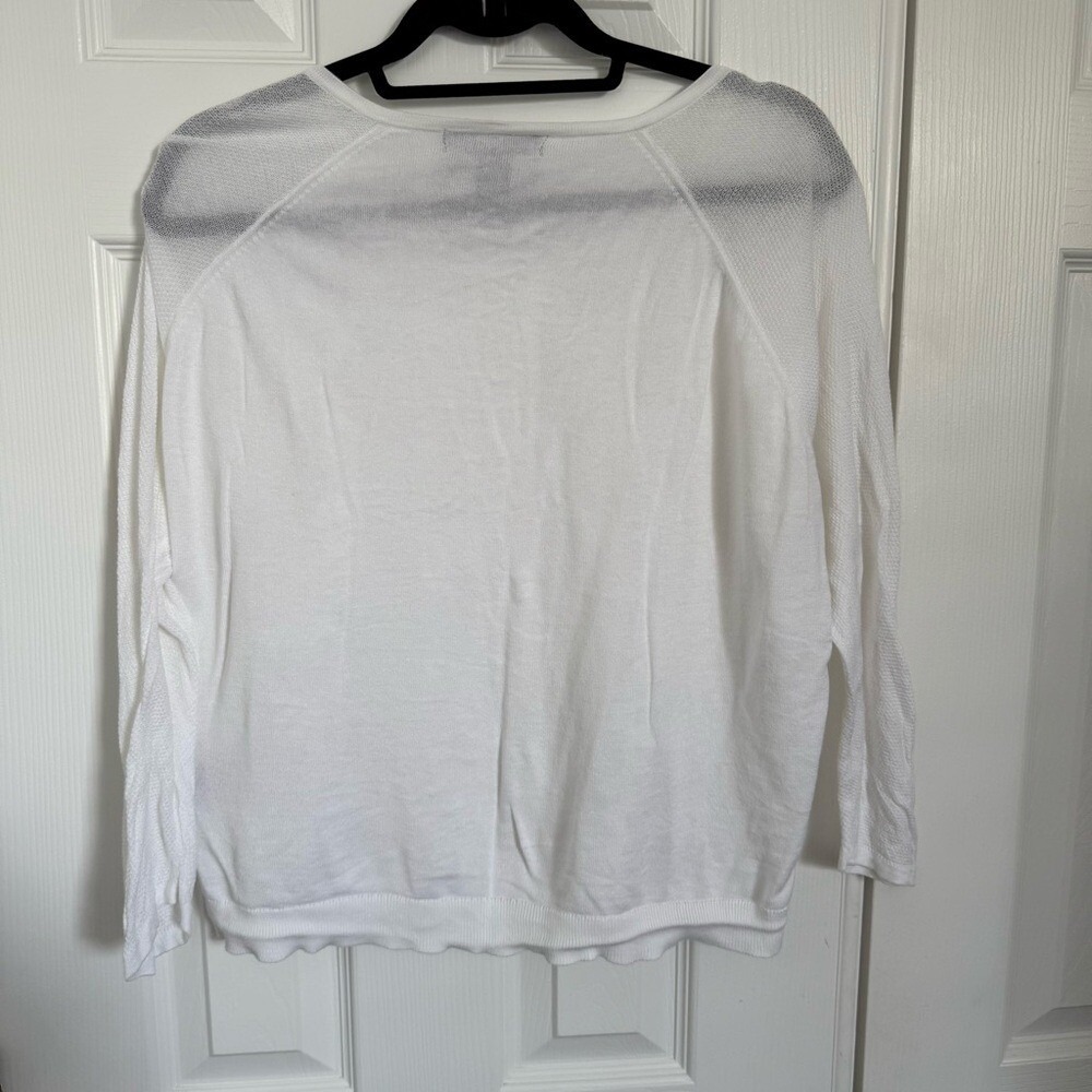 August Silk White Cotton Modal Floral Lace Button Cardigan Crewneck Size XL EUC - Picture 5 of 10